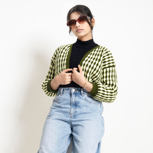 Crochet almond cardigan