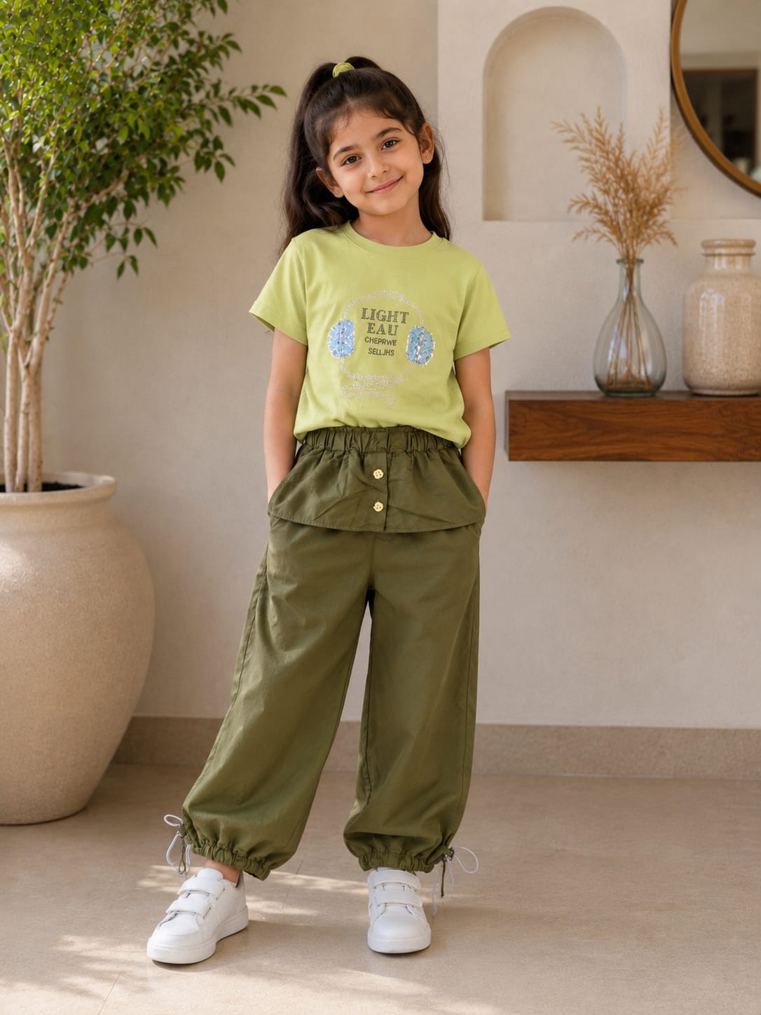 Kids Olive Green Co-Ord Set A stylish and comfortable co-ord set