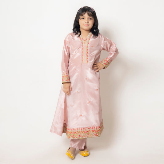 Premium Silk Embroidered Frock Plain Trouser