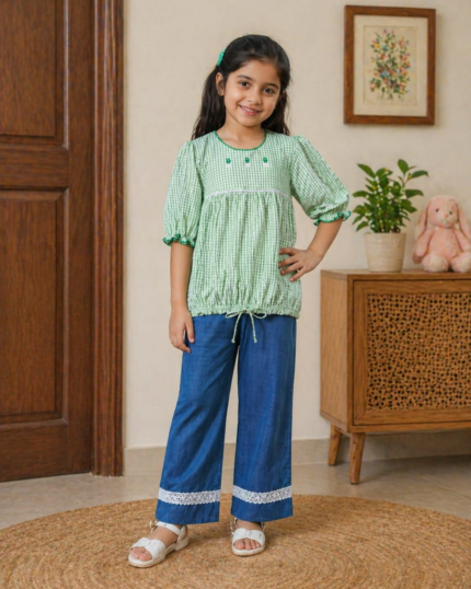 Green Checkered Girls Top – Girls Wear